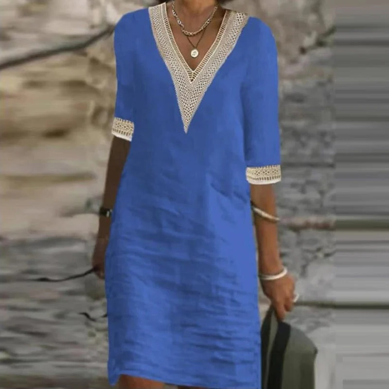 Abito Estivo in Lino Elegante per Donne - Vestito Leggero e Traspirante per Occasioni Informali e Cerimonie-VISOTKI