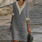 Abito Estivo in Lino Elegante per Donne - Vestito Leggero e Traspirante per Occasioni Informali e Cerimonie-VISOTKI