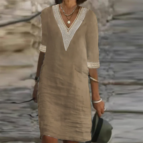 Abito Estivo in Lino Elegante per Donne - Vestito Leggero e Traspirante per Occasioni Informali e Cerimonie-VISOTKI