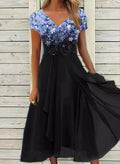 Abito da Festa in Chiffon per Donna Elegante con Maniche Lunghe e Scollo a V - Vestito da Cerimonia-VISOTKI