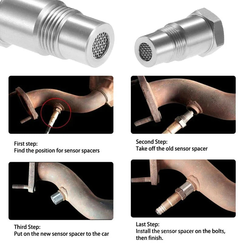 Adattatore Sensore O2 Auto M18*1.5, Fissaggio CEL, Eliminatore Luce Motore, Compatibile con Vari Modelli Auto-VISOTKI