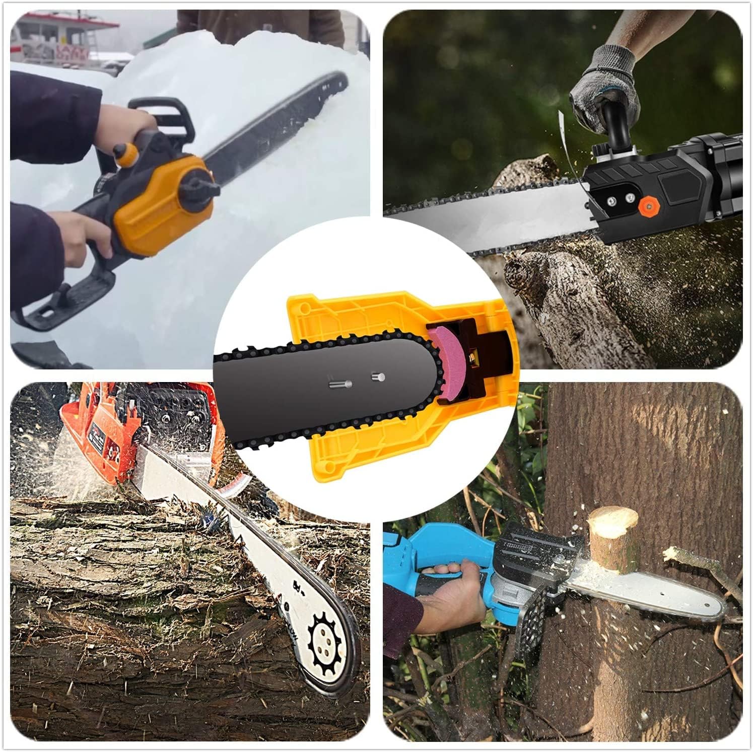 Affilatore per denti di motosega in acciaio, design ergonomico, per affilatura professionale e hobbistica, compatibile con diverse motoseghe-VISOTKI