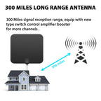 Antenna HDTV Digitale Amplificata Interna 300 Miglia con Amplificatore di Segnale per Ricezione TV di Qualità-VISOTKI