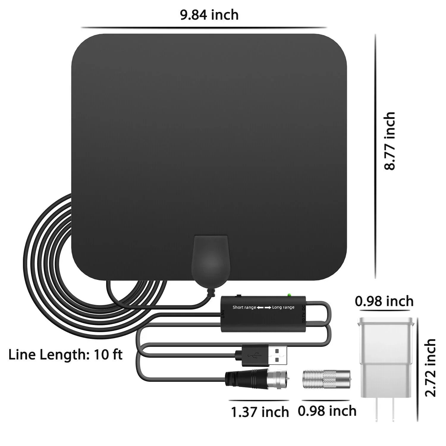 Antenna HDTV Digitale Amplificata Interna 300 Miglia con Amplificatore di Segnale per Ricezione TV di Qualità-VISOTKI
