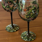 Bicchieri da Vino in Vetro Dipinti a Mano - Design Albero delle Quattro Stagioni - Set per Occasioni Speciali-VISOTKI