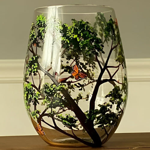 Bicchieri da Vino in Vetro Dipinti a Mano - Design Albero delle Quattro Stagioni - Set per Occasioni Speciali-VISOTKI