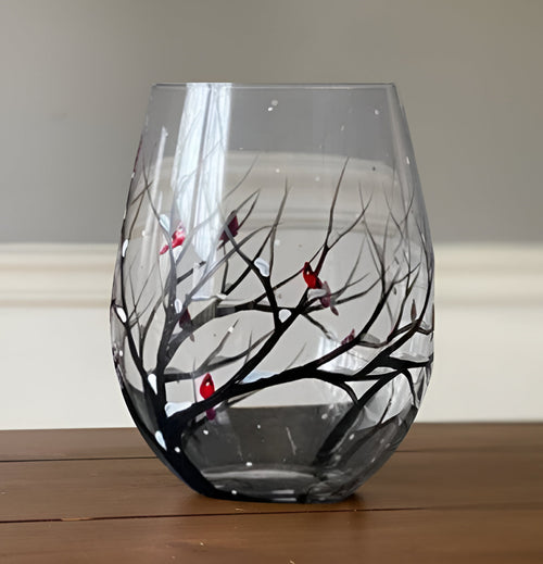 Bicchieri da Vino in Vetro Dipinti a Mano - Design Albero delle Quattro Stagioni - Set per Occasioni Speciali-VISOTKI