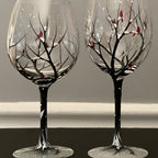 Bicchieri da Vino in Vetro Dipinti a Mano - Design Albero delle Quattro Stagioni - Set per Tavola Elegante-VISOTKI