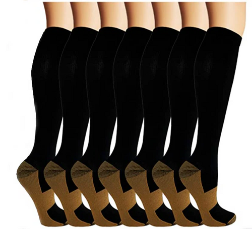Calze Compressione Rame 7 Paia per Allenamento e Recupero - Unisex, Comfort e Supporto per Attività Fisica-VISOTKI