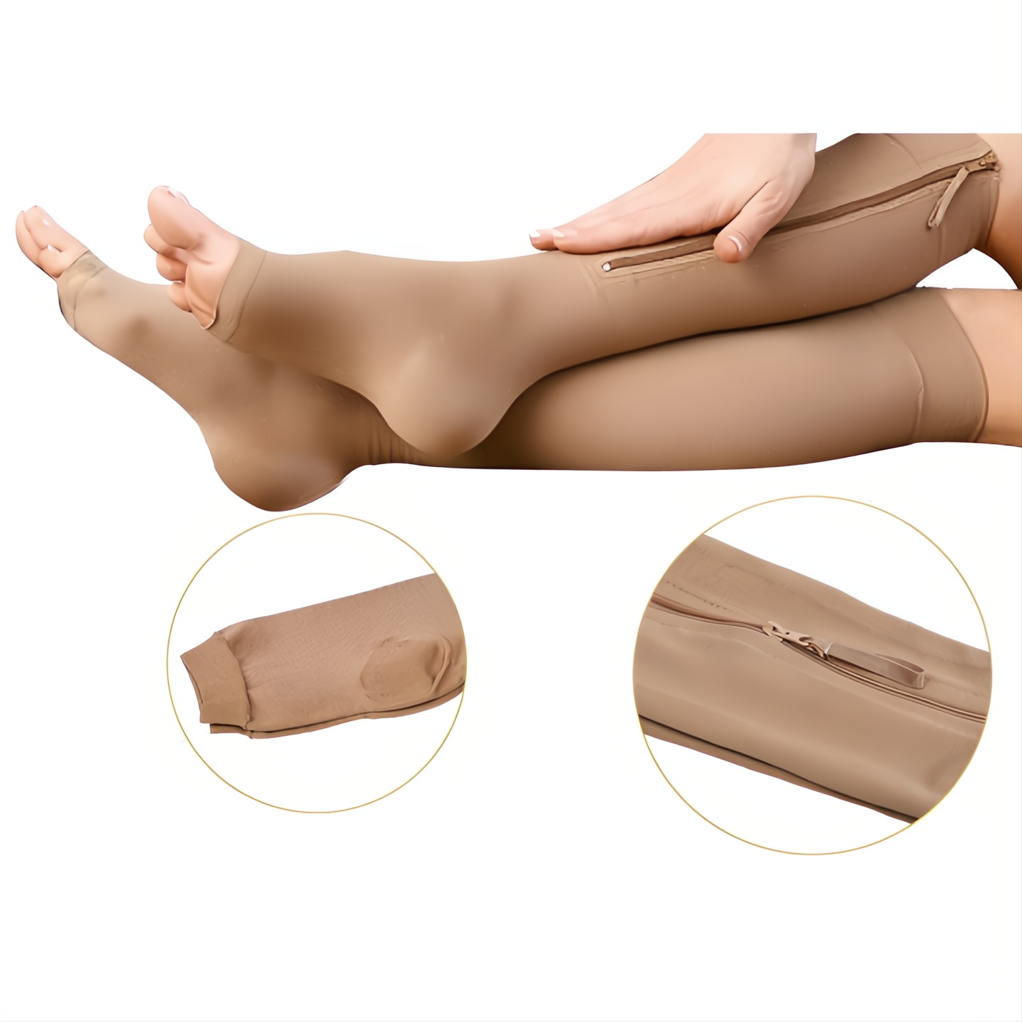 Calze a Compressione 20-30 mmHg con Cerniera Supporto per Comfort e Stabilità - Ideali per Uso Quotidiano e Attività Fisica-VISOTKI