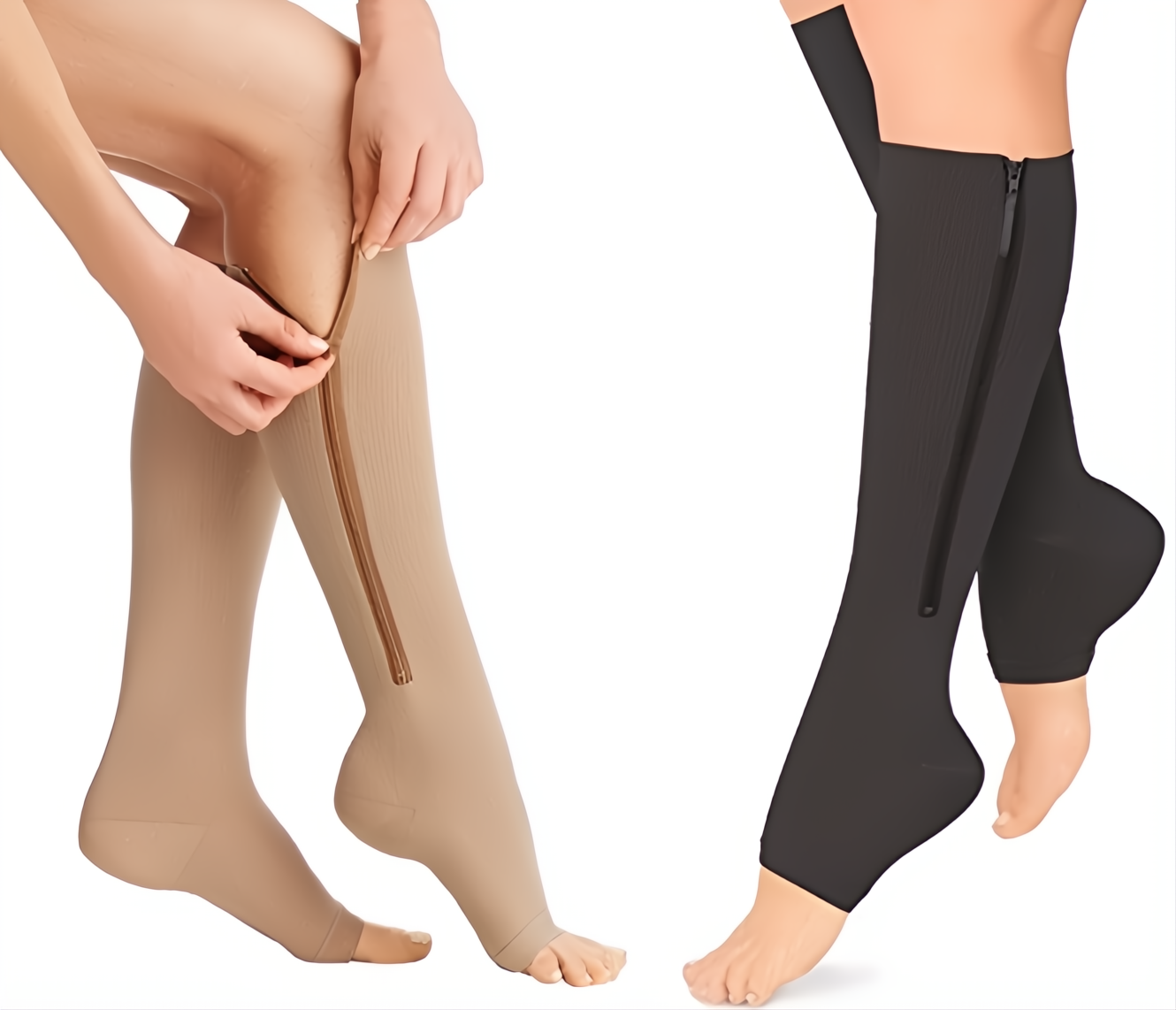 Calze a Compressione 20-30 mmHg con Cerniera Supporto per Comfort e Stabilità - Ideali per Uso Quotidiano e Attività Fisica-VISOTKI
