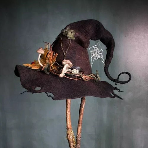Cappello da Strega in Feltro per Halloween - Accessorio Costume Festa - Design Classico e Elegante-VISOTKI