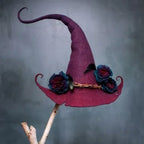 Cappello da Strega in Feltro per Halloween - Accessorio Costume Festa - Design Classico e Elegante-VISOTKI