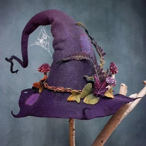 Cappello da Strega in Feltro per Halloween - Accessorio Costume Festa - Design Classico e Elegante-VISOTKI