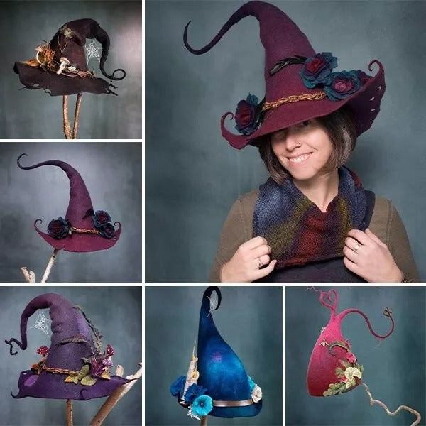 Cappello da Strega in Feltro per Halloween - Accessorio Costume per Feste e Eventi-VISOTKI