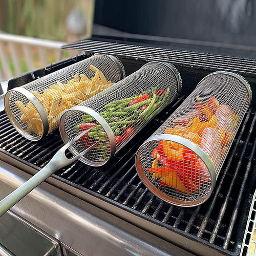 Cestello Barbecue Acciaio Inossidabile per Grigliate all'Aperto, Accessorio per Cucina e Cottura al Fuoco-VISOTKI
