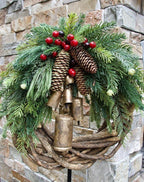 Corona di Natale Rustica in Rami Naturali, Decorazione Boho per Festività-VISOTKI
