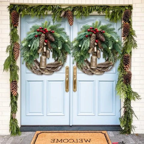 Corona di Natale Rustica in Rami Naturali, Decorazione Boho per Festività-VISOTKI