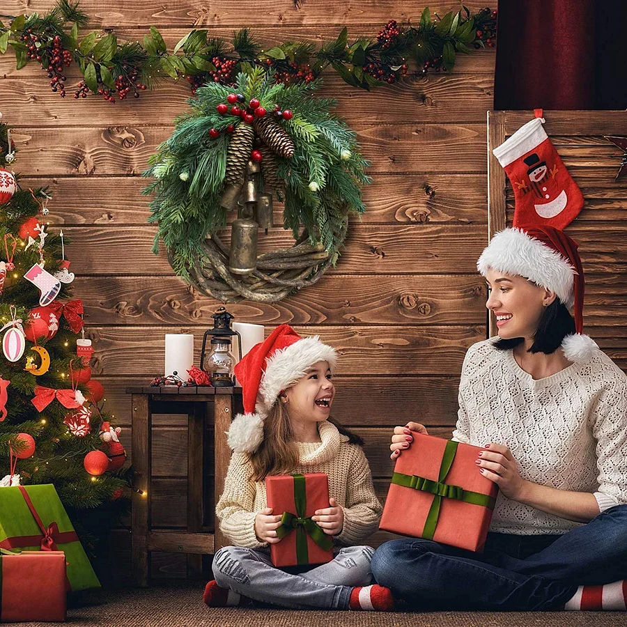 Corona di Natale Rustica in Rami Naturali, Decorazione Boho per Festività-VISOTKI