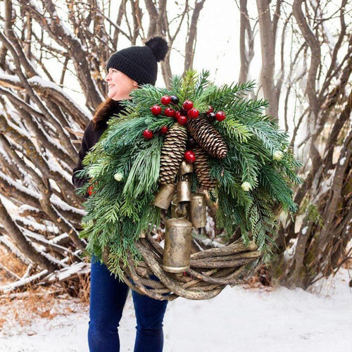 Corona di Natale Rustica in Rami Naturali, Decorazione Boho per Festività-VISOTKI