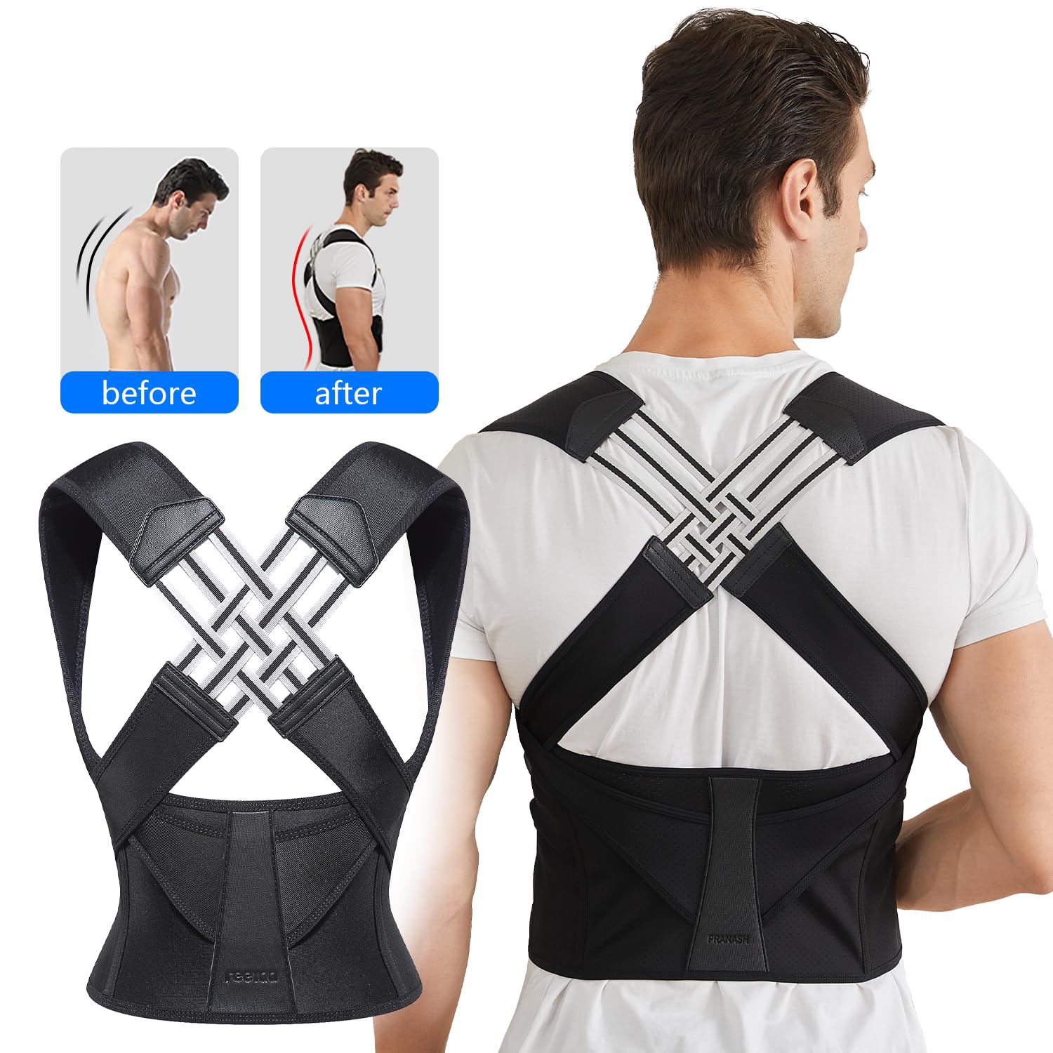 Correttore di Postura Schiena Regolabile in Neoprene per Supporto Ergonomico nella Vita Quotidiana-VISOTKI