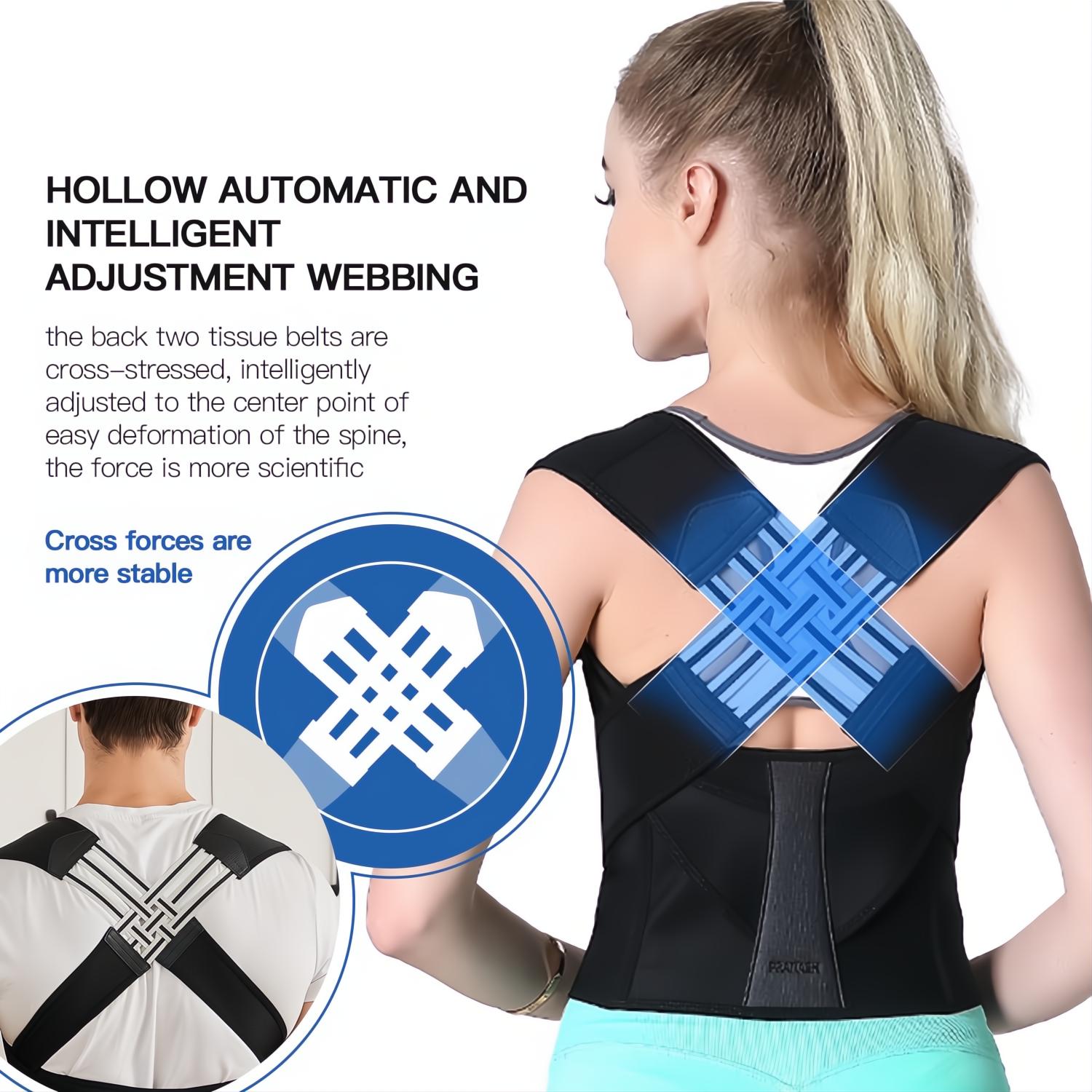 Correttore di Postura Schiena Regolabile in Neoprene per Uomini e Donne - Supporto Ergonomico per Uso Quotidiano-VISOTKI