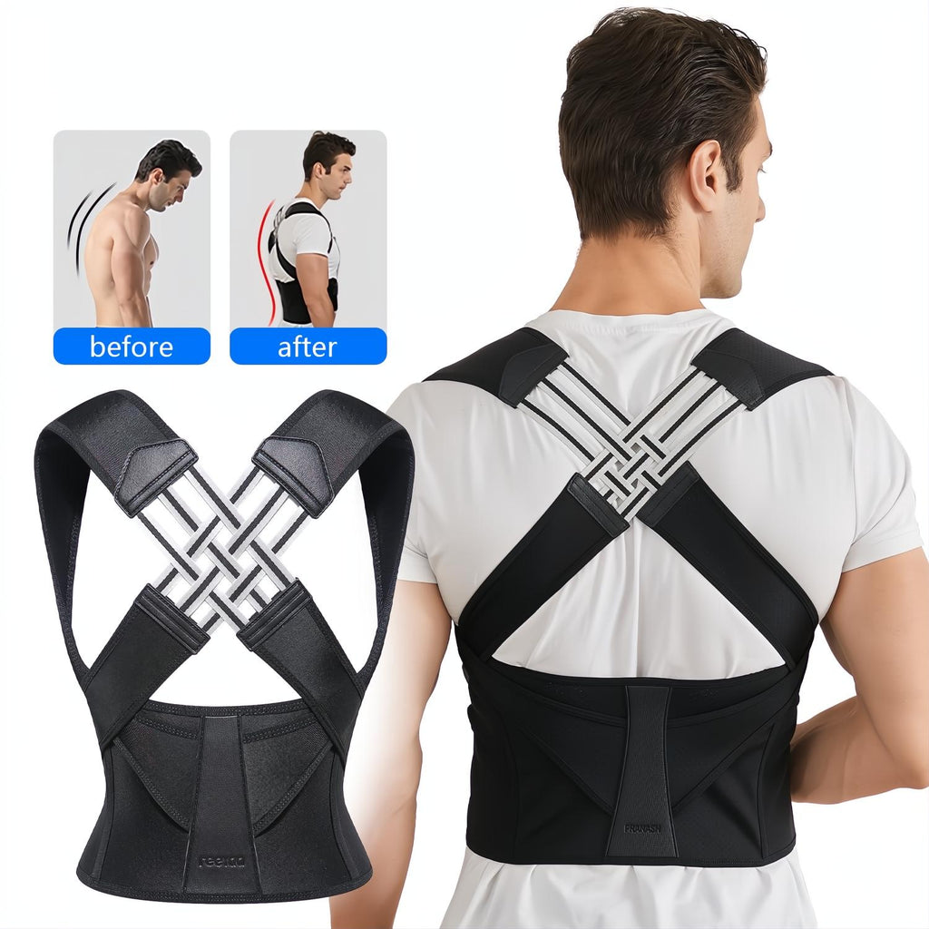 Correttore di Postura Schiena Regolabile in Neoprene per Uomini e Donne - Supporto Ergonomico per Uso Quotidiano-VISOTKI