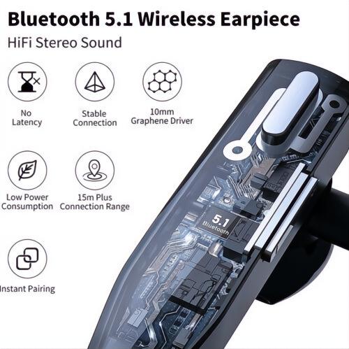 Cuffie Bluetooth 5.1 Wireless con Doppio Microfono e Cancellazione del Rumore per Autisti - Audio Chiaro e Confortevole-VISOTKI