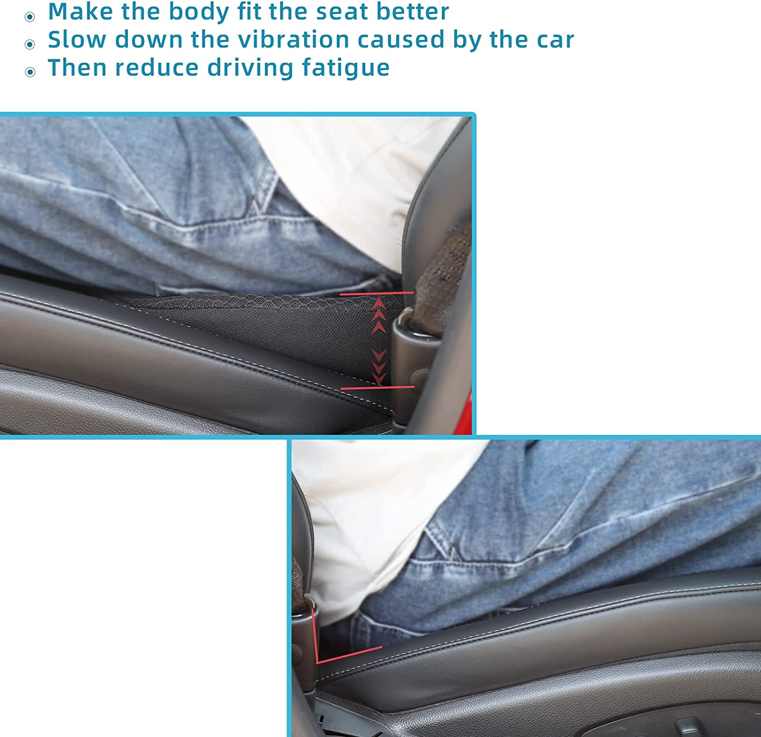Cuscino Auto Ergonomico per Guidatori Bassi in Schiuma Memory - Comfort e Supporto per Seggiolino Auto-VISOTKI