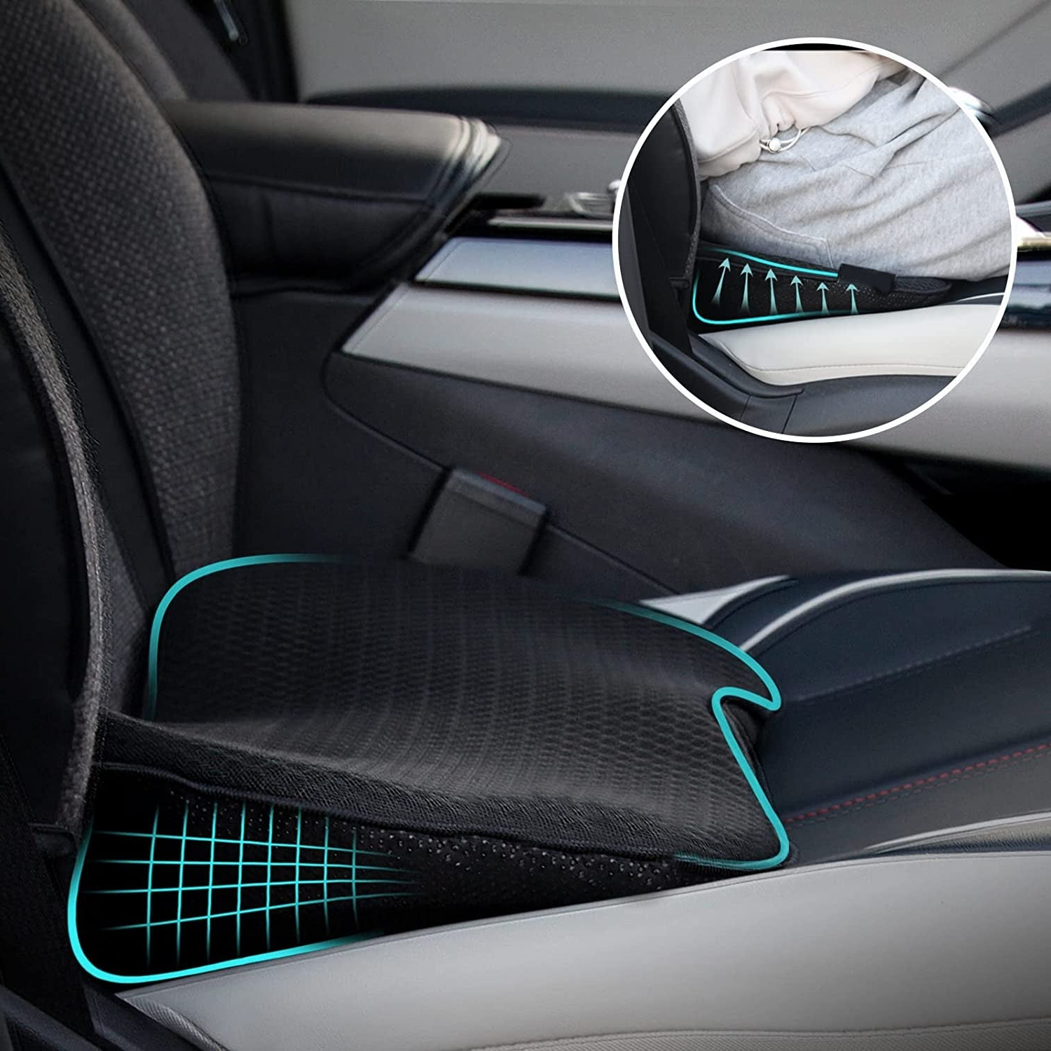 Cuscino Booster Auto Adulto in Schiuma Memory, Design Ergonomico, per Maggiore Comfort in Viaggio-VISOTKI