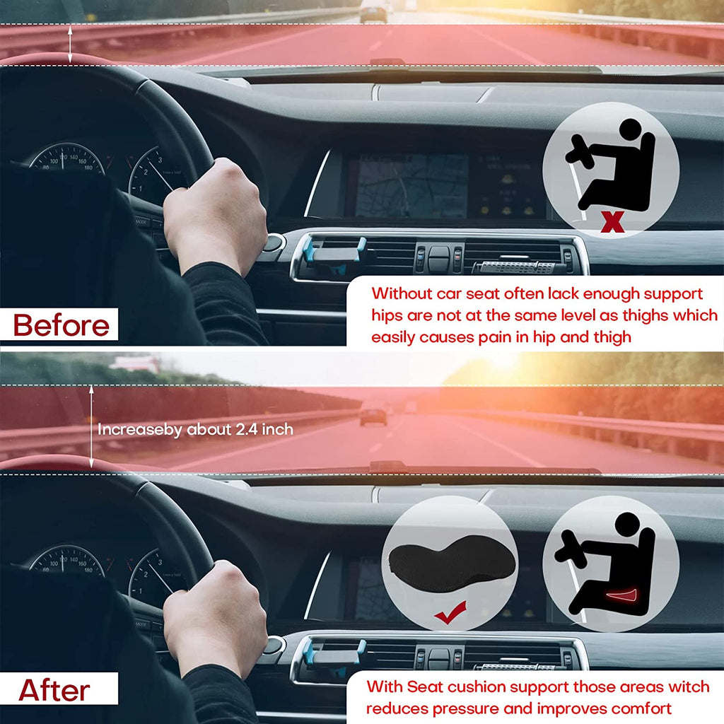 Cuscino Booster Auto Adulto in Schiuma Memory, Design Ergonomico, per Maggiore Comfort in Viaggio-VISOTKI