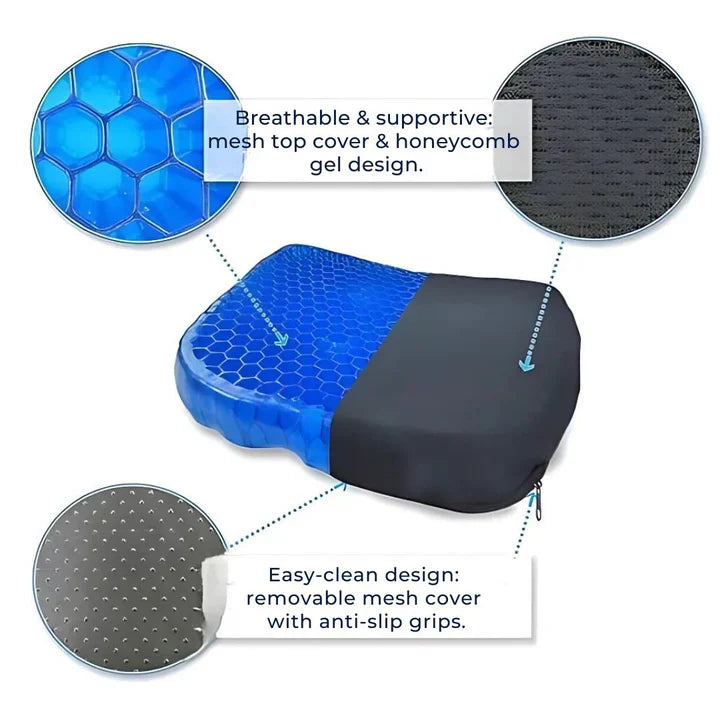Cuscino Ortopedico in Gel per Sollievo dalla Pressione - Supporto per Coccige e Schiena - Sedia Ufficio, Auto, Carrozzina-VISOTKI