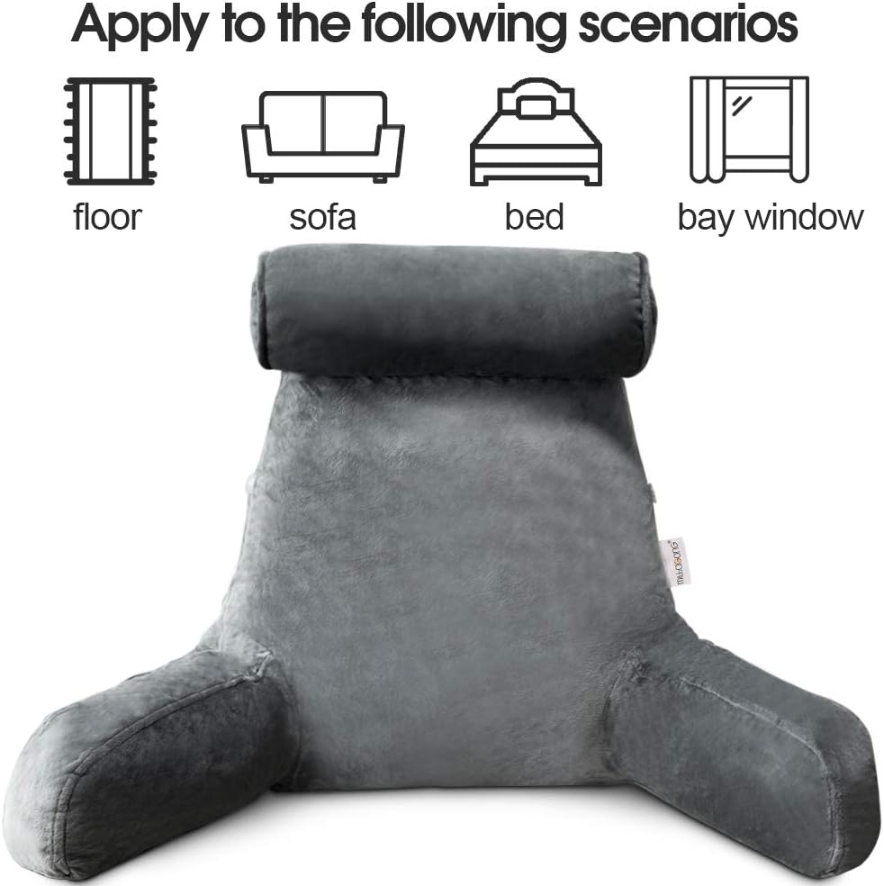 Cuscino da Lettura con Braccia in Cotone Morbido per Letto e Divano, Ideale per Comfort e Relax durante la Lettura-VISOTKI