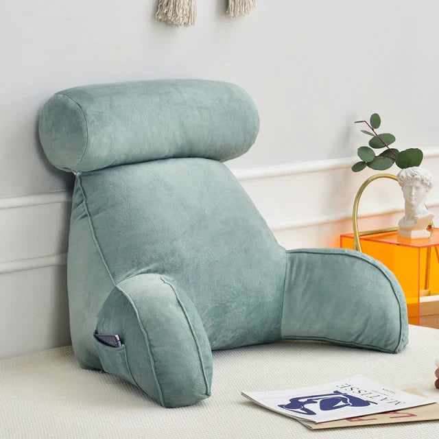 Cuscino da letto per leggere con braccia, in morbido tessuto, design ergonomico, ideale per lettura e relax.-VISOTKI