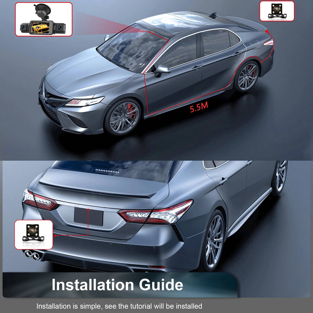 Dash Cam Wireless Anteriore e Posteriore con Visione Notturna e Registrazione HD per Auto-VISOTKI
