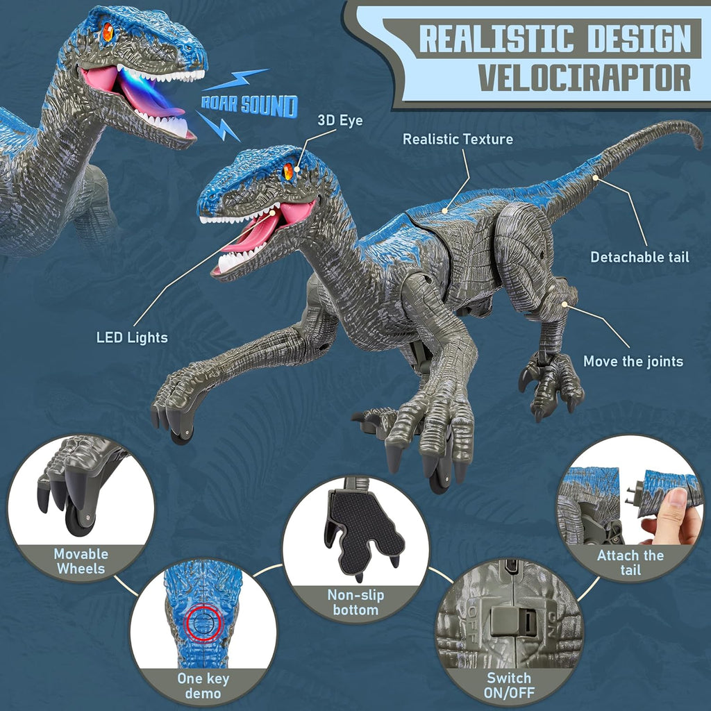 Dinosauro Radiocomandato in Plastica - Giocattolo Interattivo per Bambini - Gioco Educativo e Divertente-VISOTKI