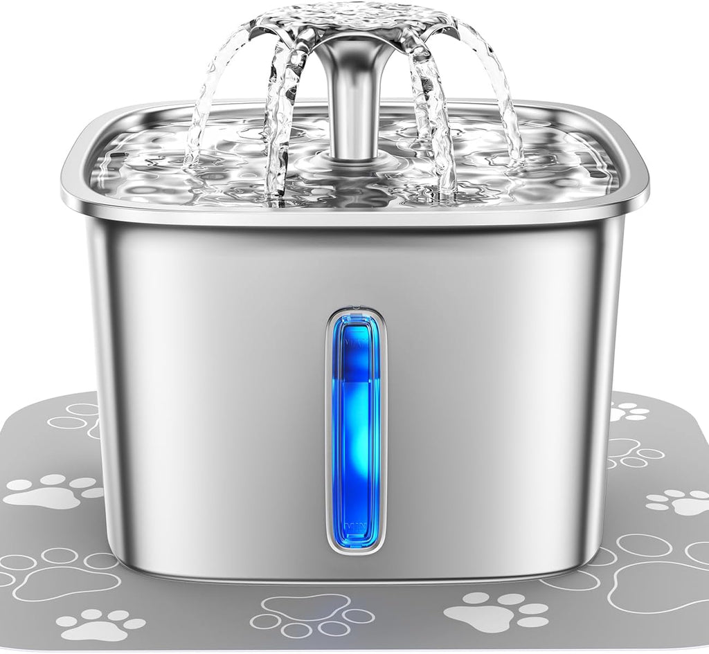Fontana per Gatti in Acciaio Inossidabile con Design Moderno per Idratazione e Benessere Feline-VISOTKI