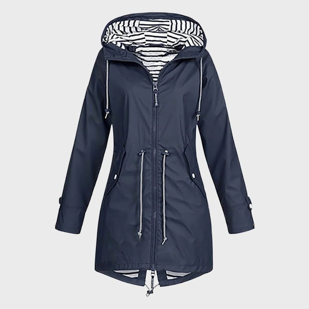 Giacca Impermeabile Lunga in Tessuto Traspirante per Donne - Ideale per Attività all'Aperto e Pioggia-VISOTKI