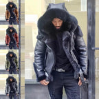 Giacca in Pelle di Pecora con Cappuccio | Giacca Invernale per Uomo, Giacca da Moto in Pelliccia-VISOTKI
