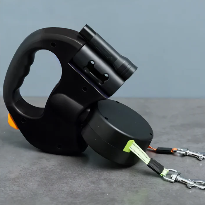 Guinzaglio Doppio per Cani - Senza Grovigli - Luce LED e Rotazione 360° - Accessorio per Passeggiata e Allenamento Cani-VISOTKI
