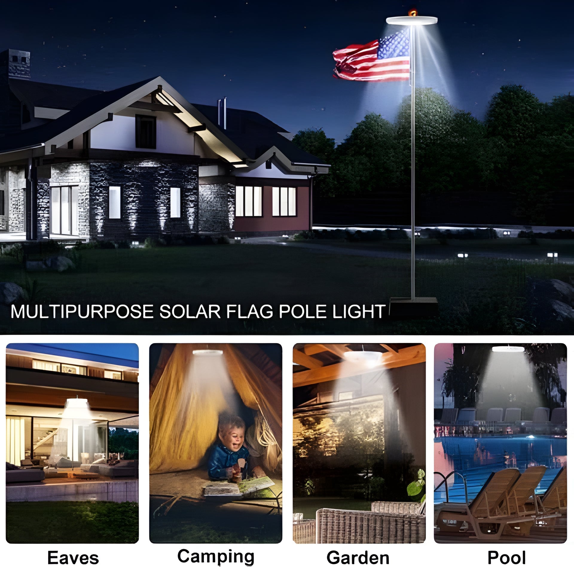 Luci Solari per Aste di Bandiera - LED per Illuminazione Notturna - Adatte per Esterni e Interni-VISOTKI