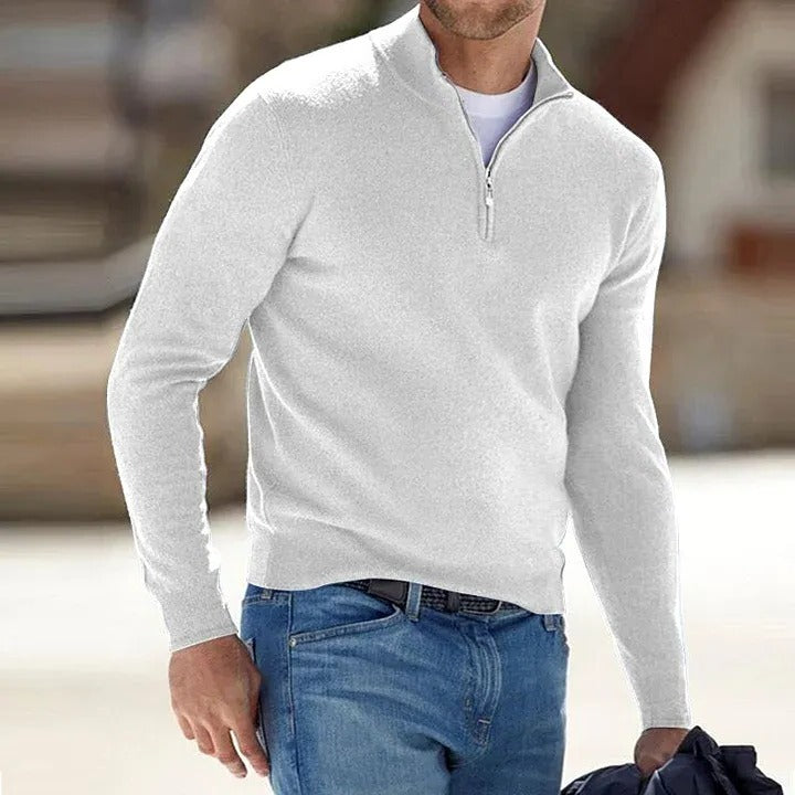 Maglione Cashmere da Uomo con Zip - Maglione Basic Elegante per Casual e Occasioni Informali-VISOTKI