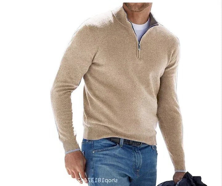 Maglione Cashmere da Uomo con Zip - Maglione Basic Elegante per Casual e Occasioni Informali-VISOTKI