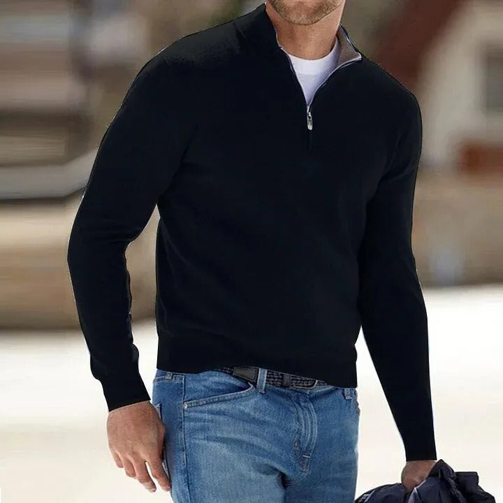 Maglione Cashmere da Uomo con Zip - Maglione Basic Elegante per Casual e Occasioni Informali-VISOTKI