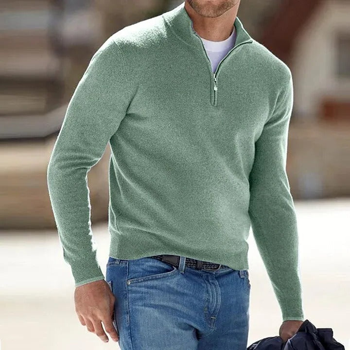 Maglione Cashmere da Uomo con Zip - Maglione Basic Elegante per Casual e Occasioni Informali-VISOTKI