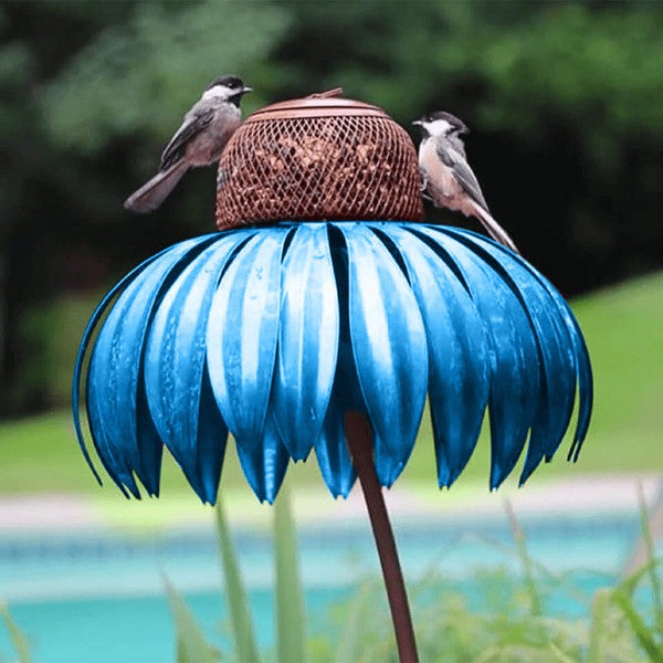 Mangiatore per Uccelli Echinacea in Legno Naturale - Design Decorativo per Giardino e Balcone - Accessorio per Uccelli-VISOTKI