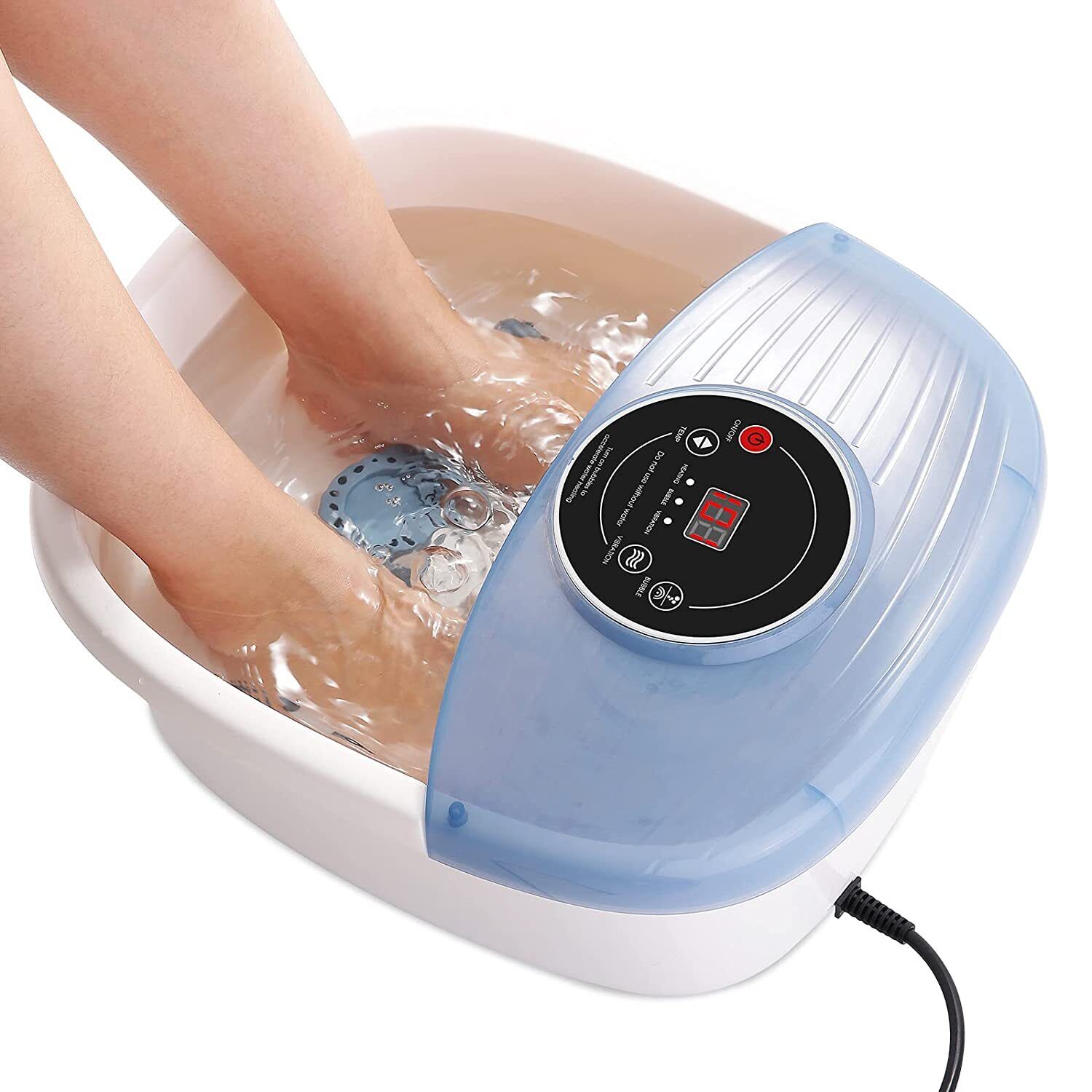 Massaggiatore per piedi con bagno a bolle e controllo temperatura, design ergonomico, ideale per relax e benessere a casa-VISOTKI