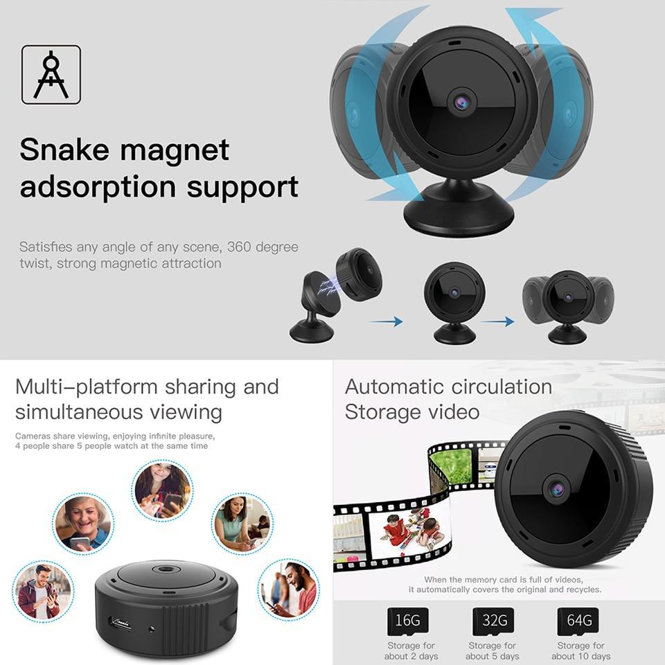 Mini Telecamera WiFi 1080P HD con Visione Notturna per Sicurezza Domestica e Monitoraggio Bambini-VISOTKI