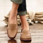 Mocassini Donna Slip On in PU Pelle con Tacco Basso - Calzature Vintage Eleganti per Uso Quotidiano-VISOTKI