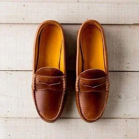 Mocassini Donna in Pelle PU con Tacco Basso Slip On Vintage per Uso Quotidiano e Casual-VISOTKI